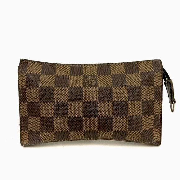Authentic Louis Vuitton LV Damier Cosmetics Pouch (Bucket PM) Purse Brown Zip - Picture 1 of 6